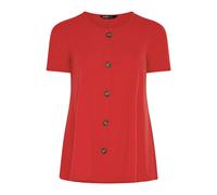 Yours Curve Button Front Ribbed Swing Top - Women's - Plus Size Curve Red