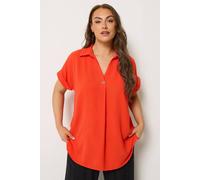 Yours Women's Button Half Placket Blouse in Orange | Size: 30-32 Yours Orange 30-32