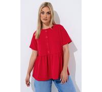 Yours Women's Button Peplum Top in Red | Size: 20