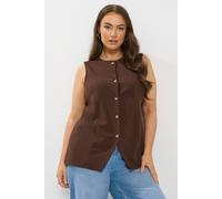 Button Scuba Waistcoat Yours Chocolate 22-24