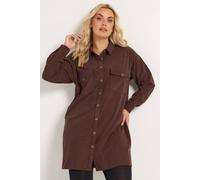 Yours Women's Button Through Corduroy Dress in Chocolate | Size: 26/28