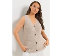 Yours Curve Natural Button Through Knitted Waistcoat - Women's - Plus Size Curve