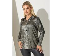 Yours London Curve Button Through Metallic Shirt - Women's - Plus Size Curve Gold