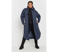 Yours Curve Button Through Hooded Jacket - Women's - Plus Size Curve Blue