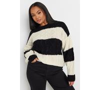Yours Curve & Cream Stripe Cable Twist Jumper - Women's - Plus Size Curve