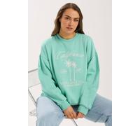Yours Curve Green 'California' Embroidered Sweatshirt - Women's - Plus Size Curve
