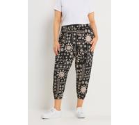 Yours Women's Celestial Cropped Harem Trousers in Black | Size: 26/28