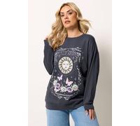 Yours Curve Grey Celestial Graphic Print Sweatshirt - Women's - Plus Size Curve