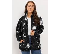 Yours Women's Celestial Zip Through Fleece in Black | Size: 30/32