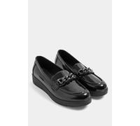 Yours - Chain Detail Flatform Loafers in Wide E Fit - Women's Black