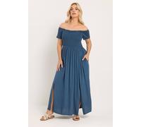 Yours Curve Chambray Bardot Maxi Dress - Women's - Plus Size Curve Blue