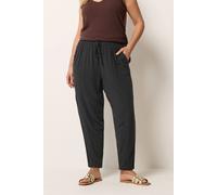 Yours Curve Chambray Barrel Trousers - Women's - Plus Size Curve Black