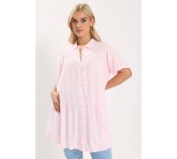 Yours Women's Chambray Tiered Smock Shirt in Light Pink | Size: 16 Yours Light Pink 16