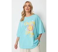 Yours Curve Blue 'Chasing The Sun' Graphic T-Shirt - Women's - Plus Size Curve