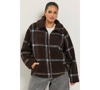 Yours Women's Check Borg Fleece in Chocolate | Size: 10