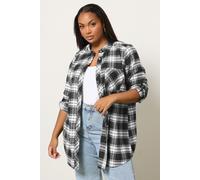 Yours Curve Check Boyfriend Shirt - Women's - Plus Size Curve Black