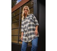 Yours Curve Check Boyfriend Shirt - Women's - Plus Size Curve Blue