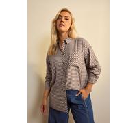 Yours Women's Check Boyfriend Shirt in Light Brown | Size: 16 Yours Light Brown 16