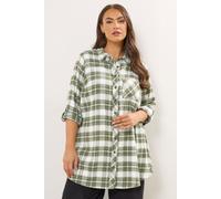 Yours Women's Check Boyfriend Shirt in Light Khaki | Size: 20 Yours Light Khaki 20