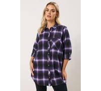 Yours Women's Check Boyfriend Shirt in Purple | Size: 22-24 Yours Purple 22-24