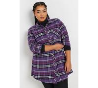 Yours Curve Check Brushed Shirt - Women's - Plus Size Curve Purple