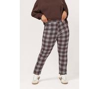 Yours Women's Check Crepe Tapered Trousers in Chocolate | Size: 20 Yours Chocolate 20