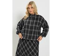 Yours Women's Check Funnel Neck Bomber Jacket in Black | Size: 26/28