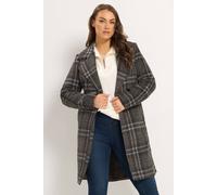 Yours Women's Check Longline Wrap Coat in Chocolate | Size: 14