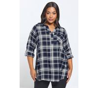 Yours Women's Check Overhead Collared Shirt in Dark Navy | Size: 18 Yours Dark Navy 18