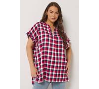 Yours Women's Check Overhead Half Placket Shirt in Red | Size: 18 Yours Red 18