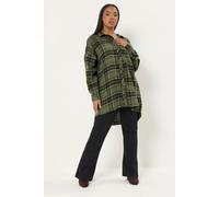 Yours Curve Green Oversized Check Shirt - Women's - Plus Size Curve