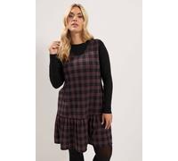 Yours Women's Check Pinafore Dress in Black | Size: 22/24