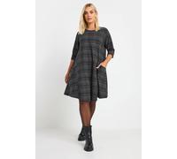 Yours Women's Check Print Mini Dress in Grey | Size: 22-24 Yours Grey 22-24