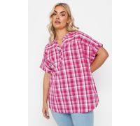 Yours Curve Check Print Textured Blouse - Women's - Plus Size Curve Pink