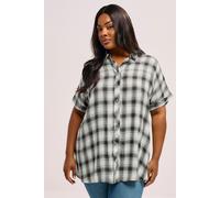 Yours Women's Check Short Sleeve Shirt in Black | Size: 18 Yours Black 18