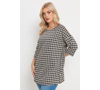 Yours Curve Black & White Check Side Button Top - Women's - Plus Size Curve