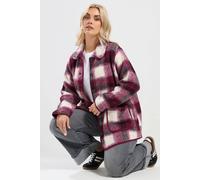 Yours Curve Red Check Teddy Fleece Jacket - Women's - Plus Size Curve