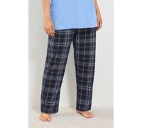Yours Women's Check Wide Leg Cotton Pyjama Bottoms in Blue | Size: 18/20