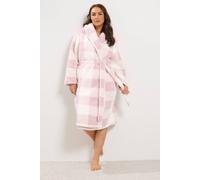 Yours Women's Checked Collared Robe in Pink | Size: 18/20
