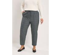Yours Women's Checked Tapered Trousers in Grey | Size: 22/24