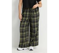 Yours Women's Checked Wide Leg Trousers in Green | Size: 10