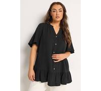 Yours Curve Cheesecloth Button Through Top - Women's - Plus Size Curve Black
