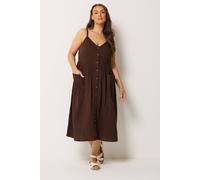 Yours Women's Cheesecloth Midi Sundress in Chocolate | Size: 14 Yours Chocolate 14