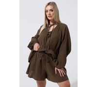Yours Women's Cheesecloth Shorts in Chocolate | Size: 22-24 Yours Chocolate 22-24