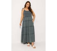 Yours Women's Cheesecloth Tiered Maxi Dress in Dark Grey | Size: 34-36 Yours Dark Grey 34-36