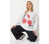 Yours 'cherry Bomb' Sweatshirt In White White 18