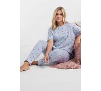 Cherry Bow Print Pyjama Set Yours Light Blue 26-28