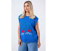 Cherry Knitted Vest Top Yours Blue 14-16