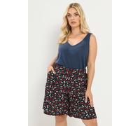 Yours Women's Cherry Print Shorts in Black | Size: 20 Yours Black 20