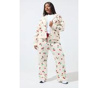 Yours Women's Cherry Straight Leg Joggers in Cream | Size: 20 Yours Cream 20